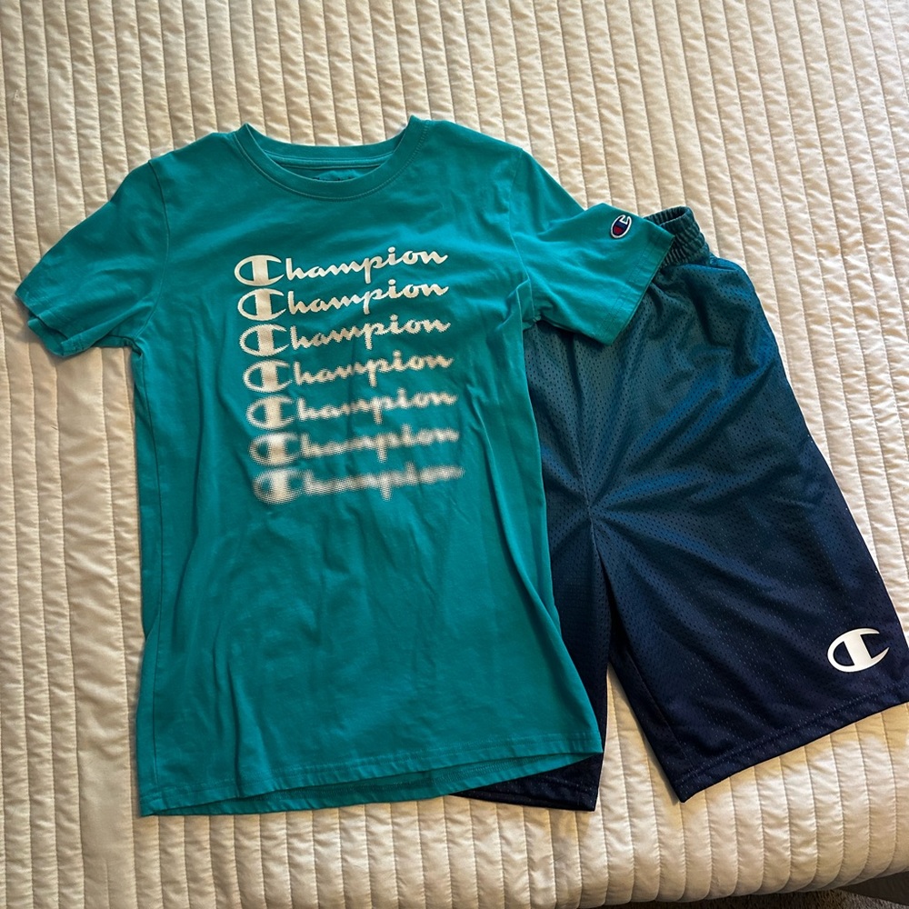 Boys XL Champion Outfit Teal to Navy Ombre